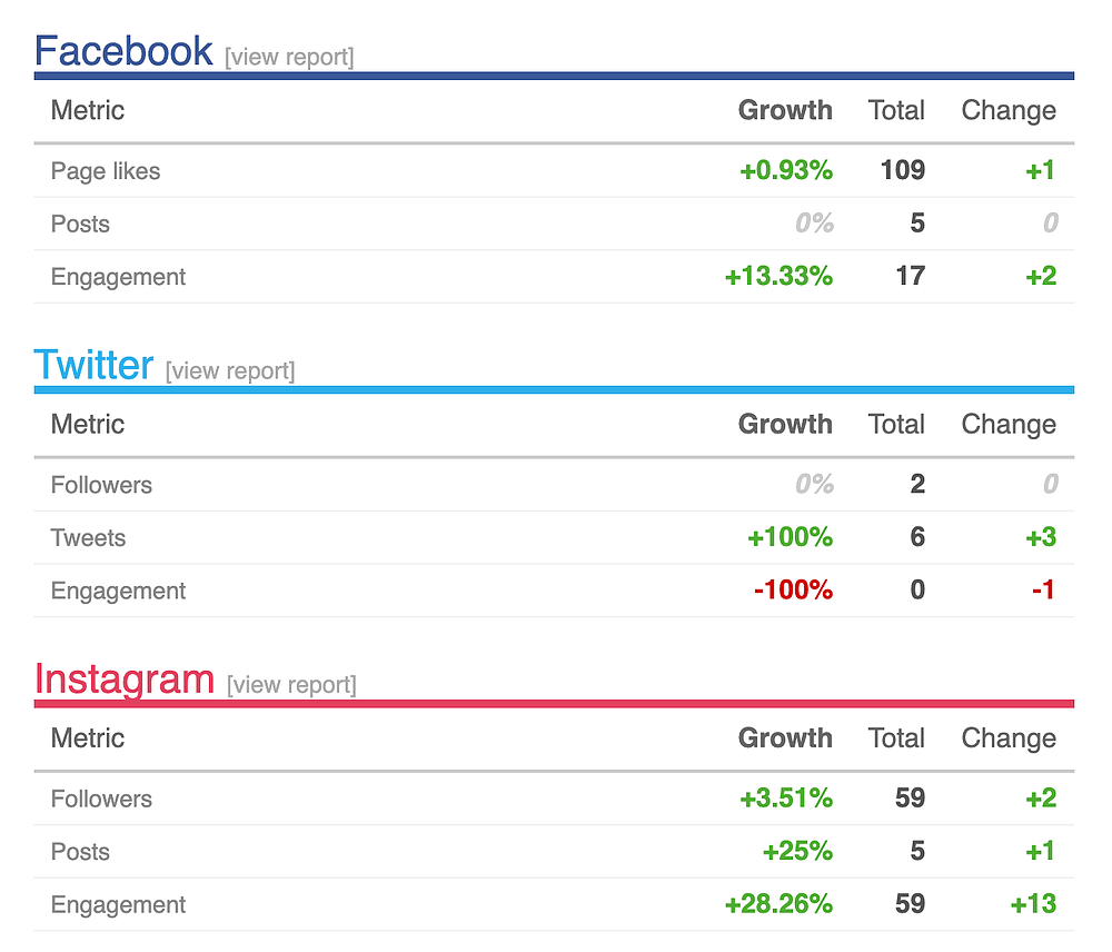 Social media growth report